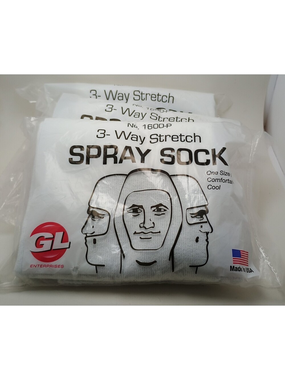 SPRAY Sock No 1600-P 3-Way STRETCH One Size Fits All GL Enterprises Lot of 3 NEW